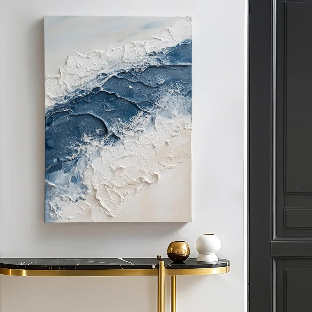 Multicolor Tidal Serenity-Vertical Marine Abstract Thick-Painted Wall Art - Artwallpainting