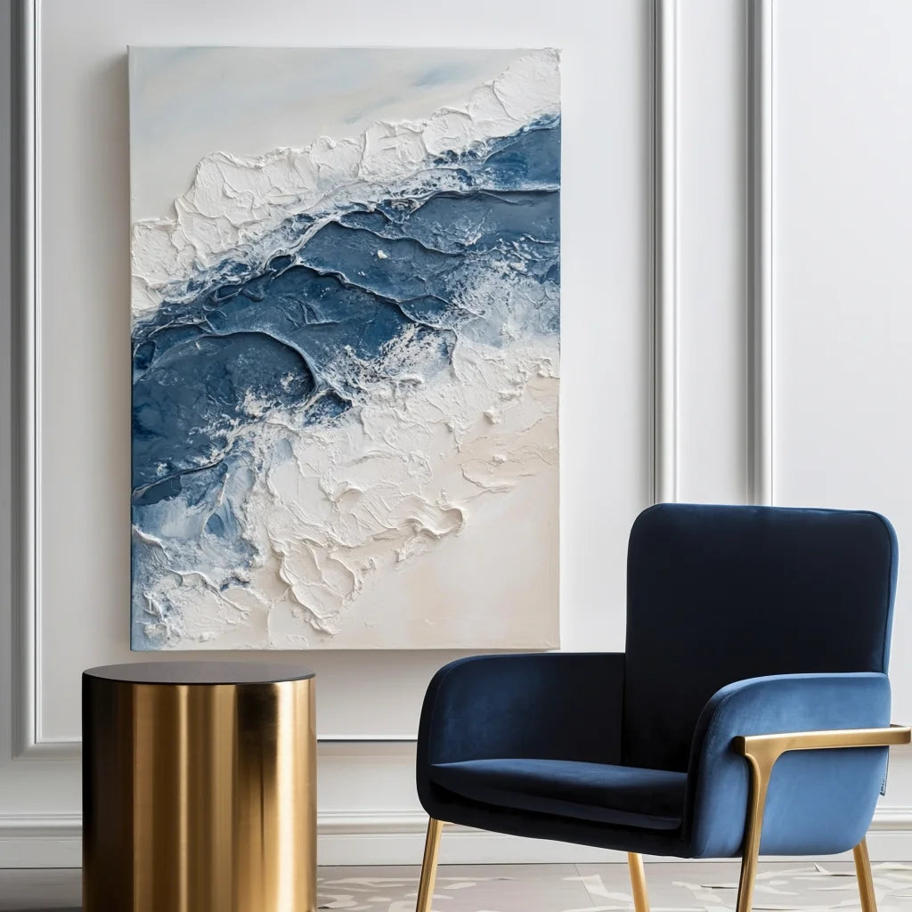 Multicolor Tidal Serenity-Vertical Marine Abstract Thick-Painted Wall Art - Artwallpainting