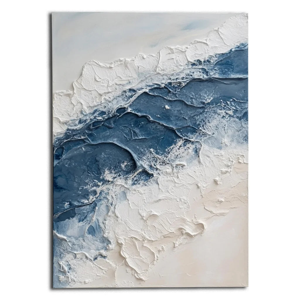Multicolor Tidal Serenity-Vertical Marine Abstract Thick-Painted Wall Art - Artwallpainting