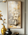 Multicolor Timeless Bloom - Vertical Floral Oil Painting For Modern Decor - Artwallpainting