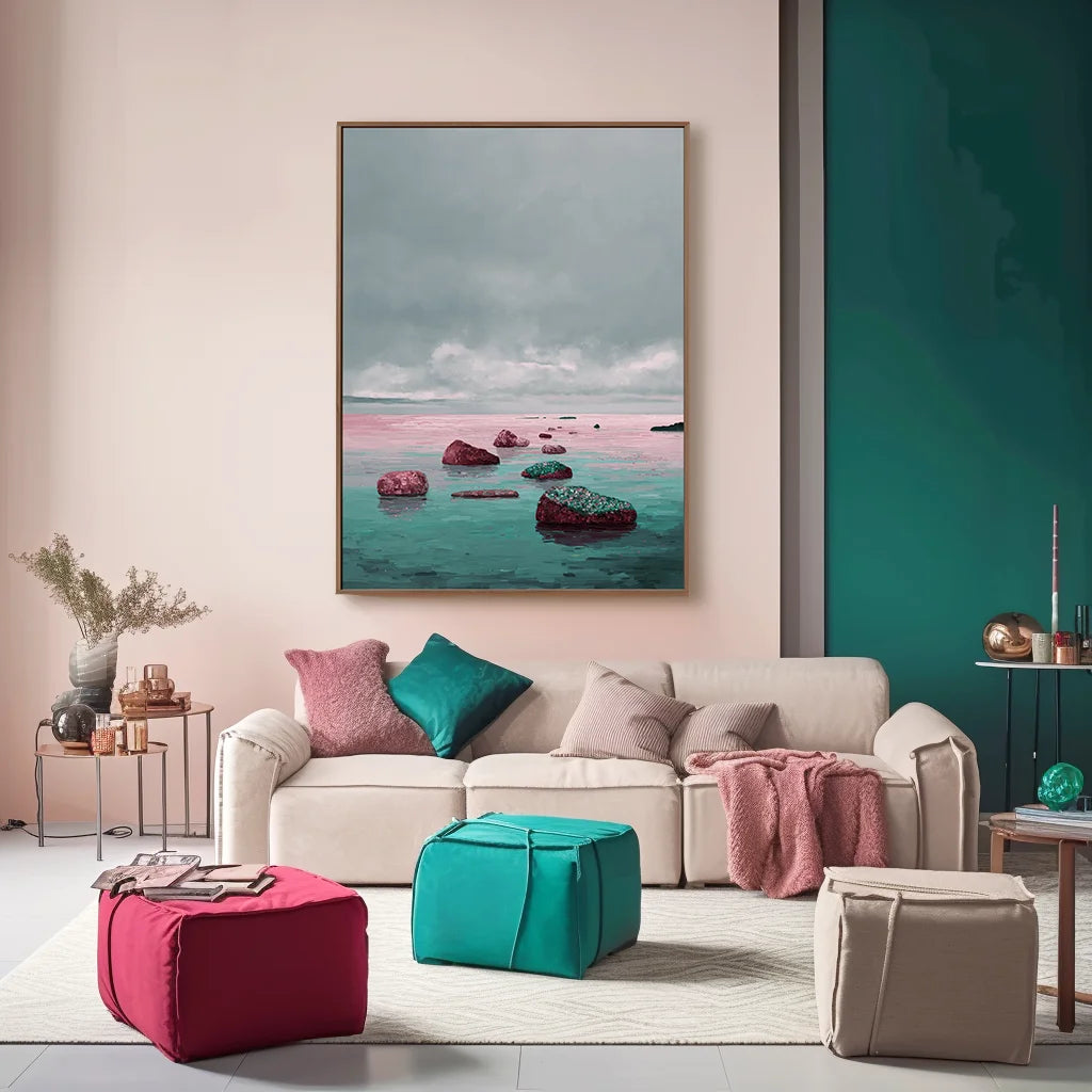 Multicolor Tranquil Path Abstract Seascape Textured Canvas Wall Art - Artwallpainting