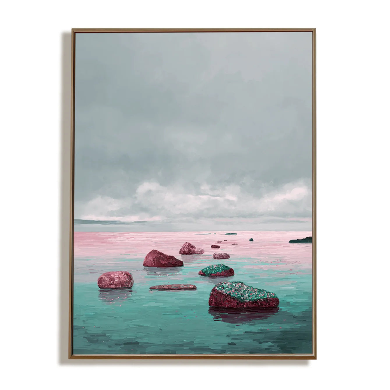 Multicolor Tranquil Path Abstract Seascape Textured Canvas Wall Art - Artwallpainting