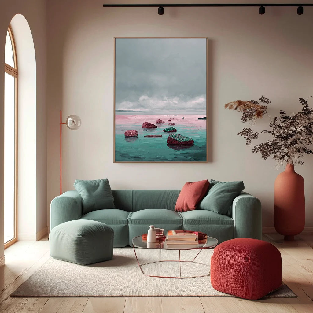 Multicolor Tranquil Path Abstract Seascape Textured Canvas Wall Art - Artwallpainting