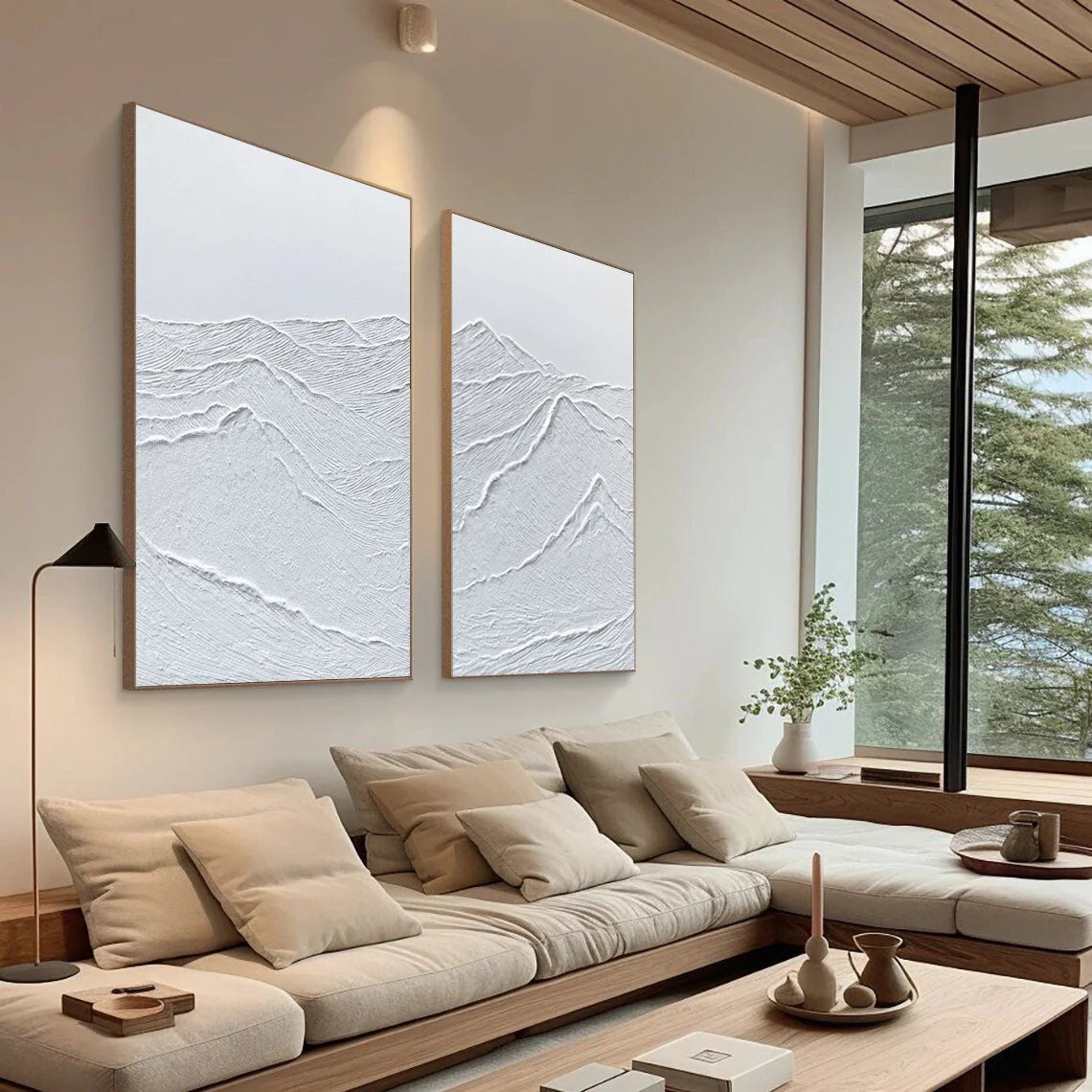 Multicolor Tranquil Peaks Wall Art Set Of 2 - Artwallpainting