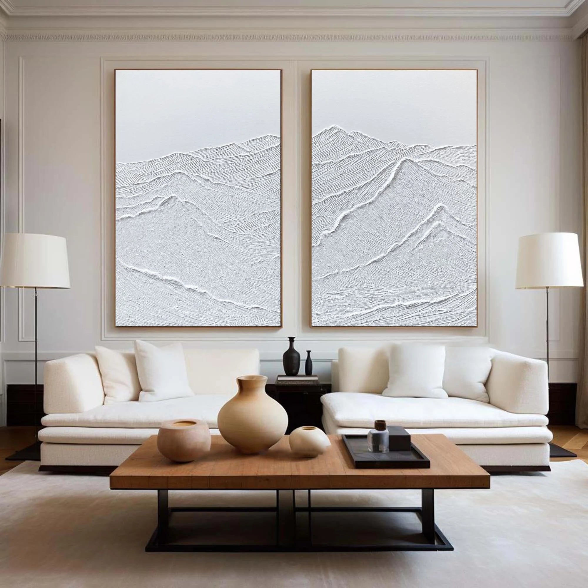 Multicolor Tranquil Peaks Wall Art Set Of 2 - Artwallpainting