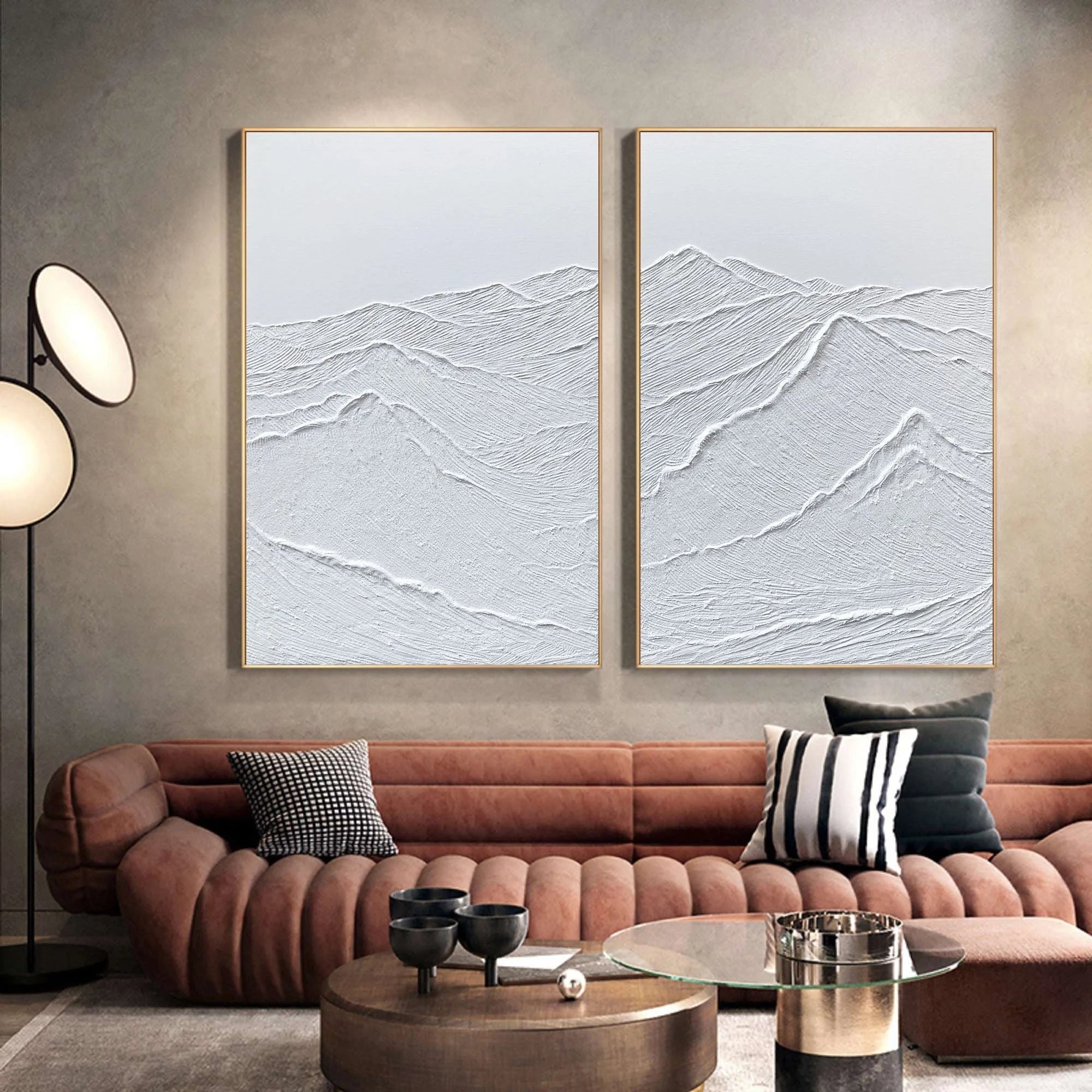 Multicolor Tranquil Peaks Wall Art Set Of 2 - Artwallpainting