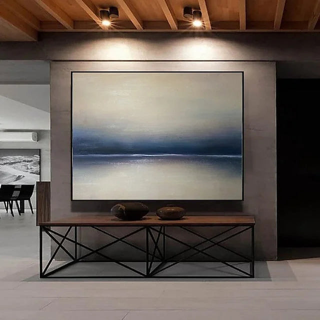 Multicolor Tranquil Seascape-Hand-Painted Minimalist Abstract Horizon Oil Painting Wall Art - Artwallpainting