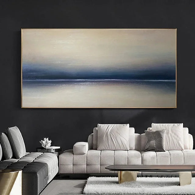 Multicolor Tranquil Seascape-Hand-Painted Minimalist Abstract Horizon Oil Painting Wall Art - Artwallpainting