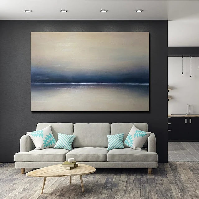 Multicolor Tranquil Seascape-Hand-Painted Minimalist Abstract Horizon Oil Painting Wall Art - Artwallpainting