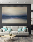 Multicolor Tranquil Seascape-Hand-Painted Minimalist Abstract Horizon Oil Painting Wall Art - Artwallpainting