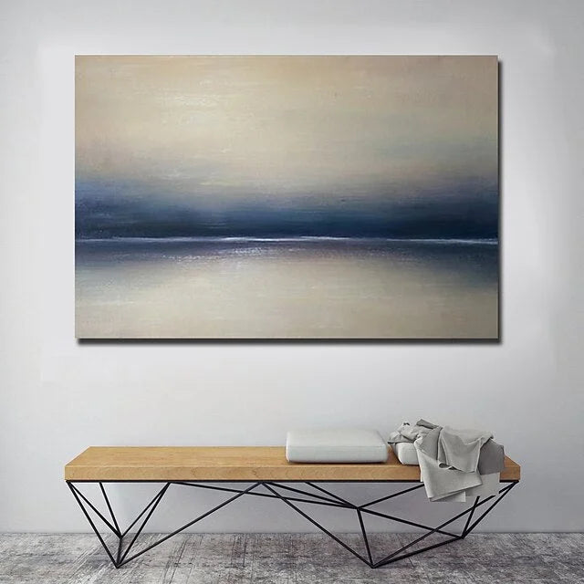 Multicolor Tranquil Seascape-Hand-Painted Minimalist Abstract Horizon Oil Painting Wall Art - Artwallpainting