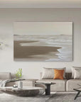 Multicolor Tranquil Shoreline Minimalist Oil Painting - Artwallpainting