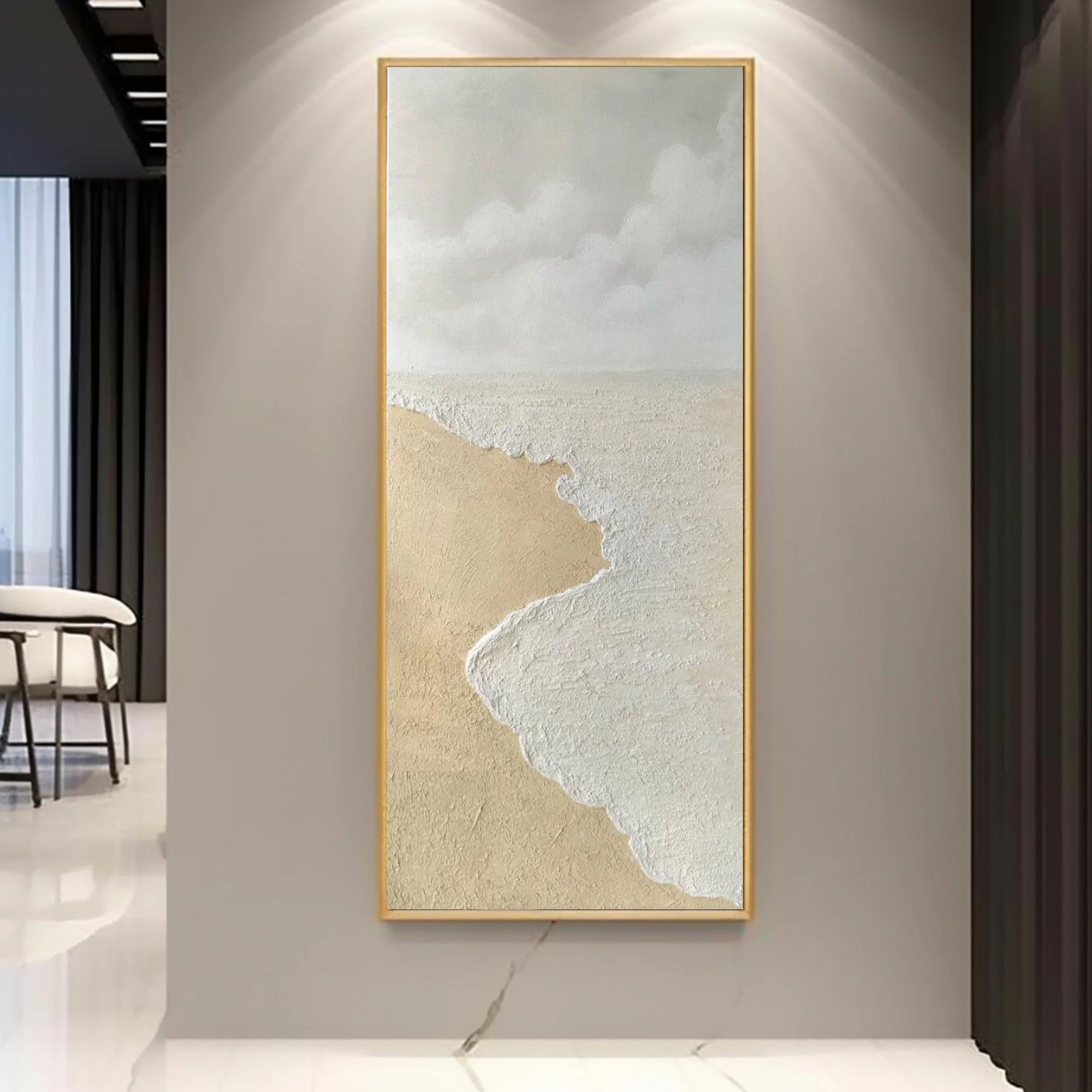 Multicolor Tranquil Shoreline Textured Coastal Canvas - Artwallpainting