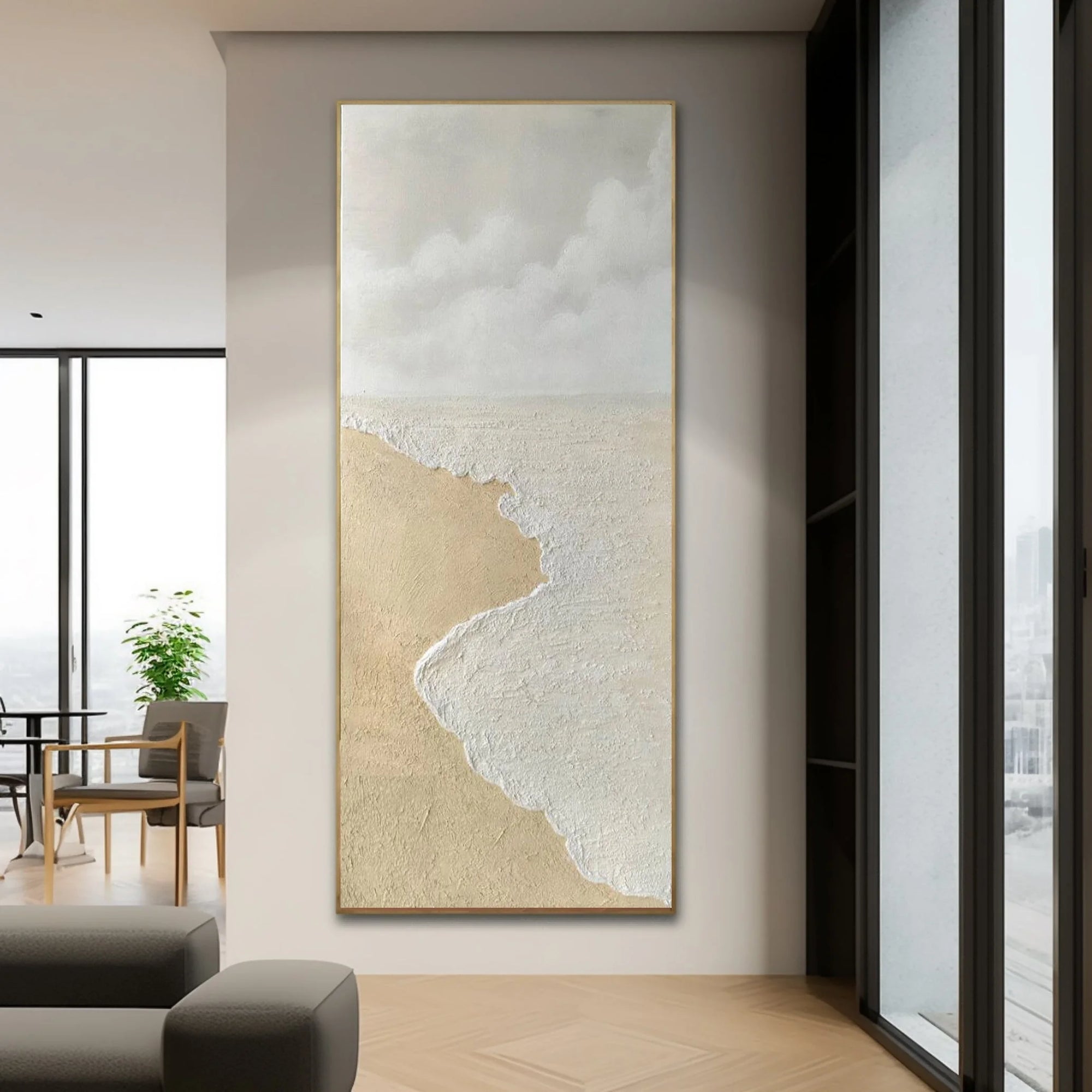 Multicolor Tranquil Shoreline Textured Coastal Canvas - Artwallpainting