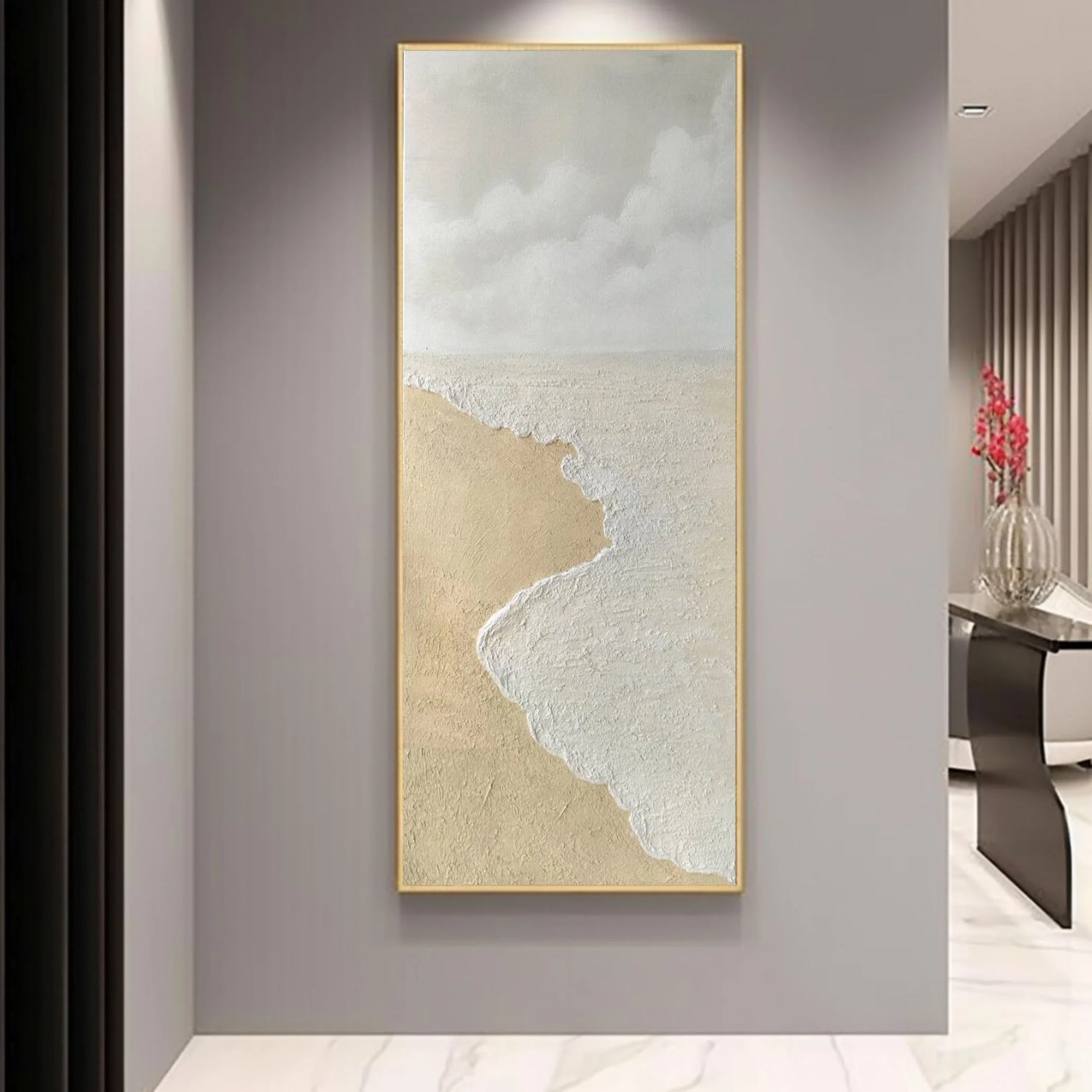 Multicolor Tranquil Shoreline Textured Coastal Canvas - Artwallpainting