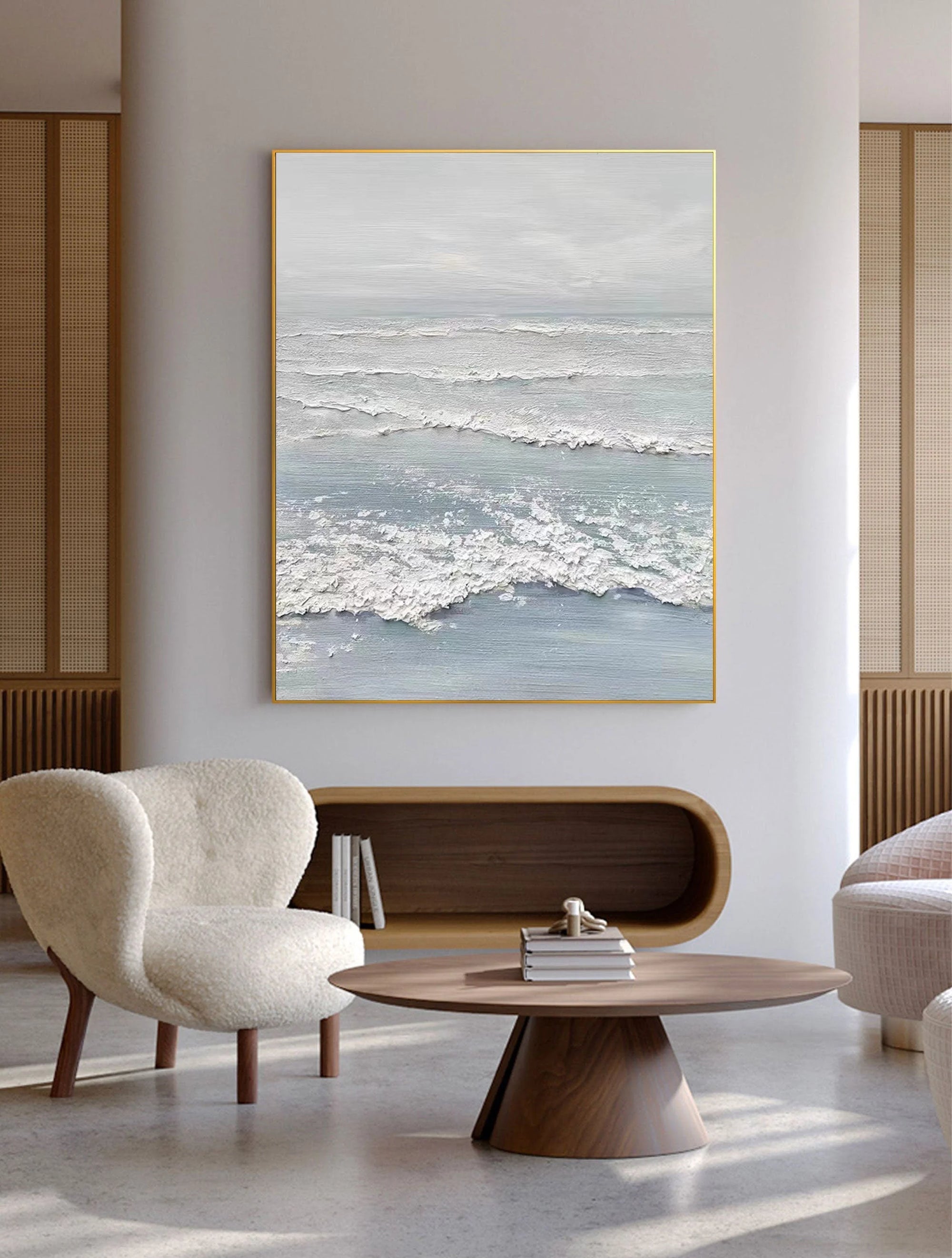 Multicolor Tranquil Tides Textured Ocean-Inspired Wall Art - Artwallpainting