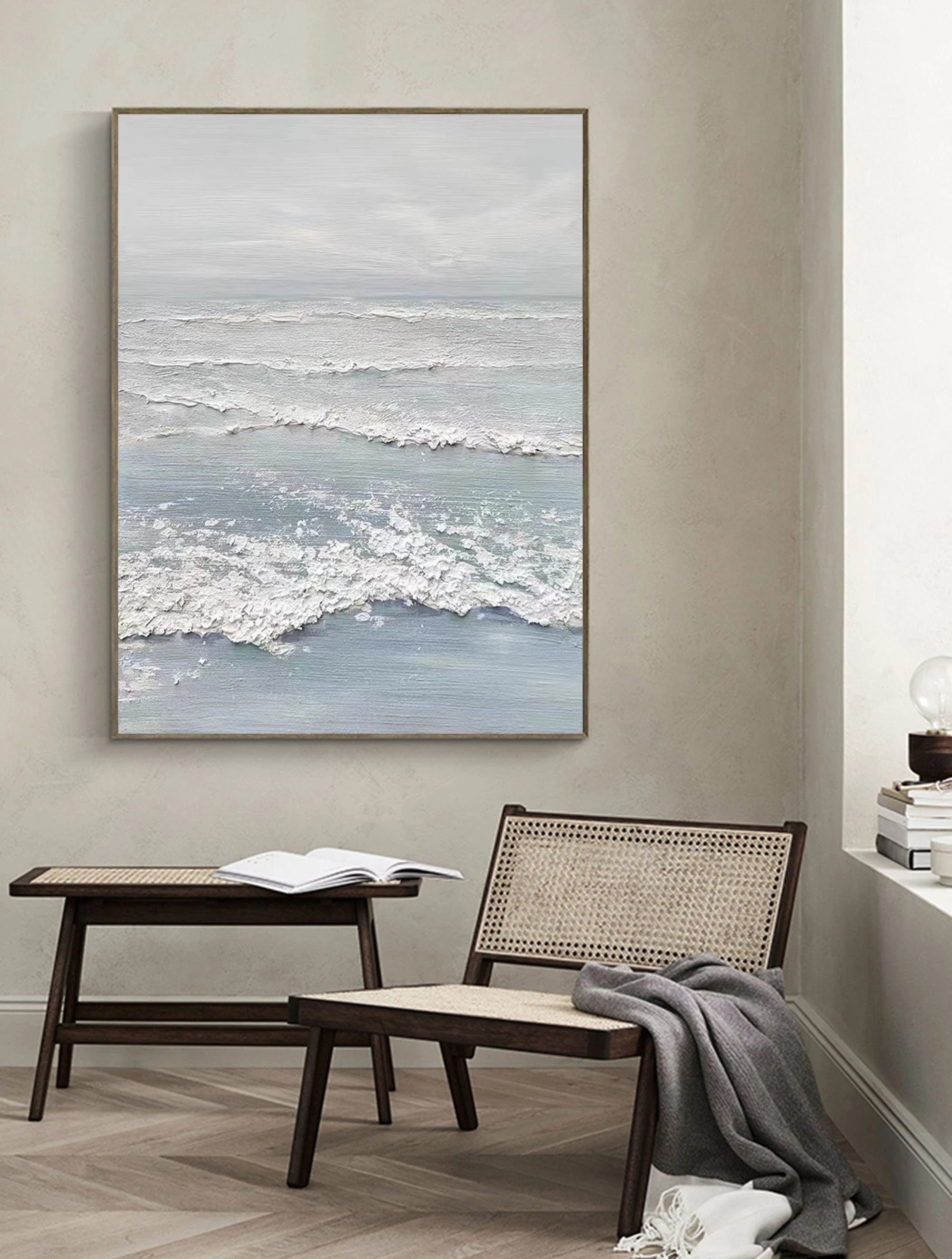 Multicolor Tranquil Tides Textured Ocean-Inspired Wall Art - Artwallpainting