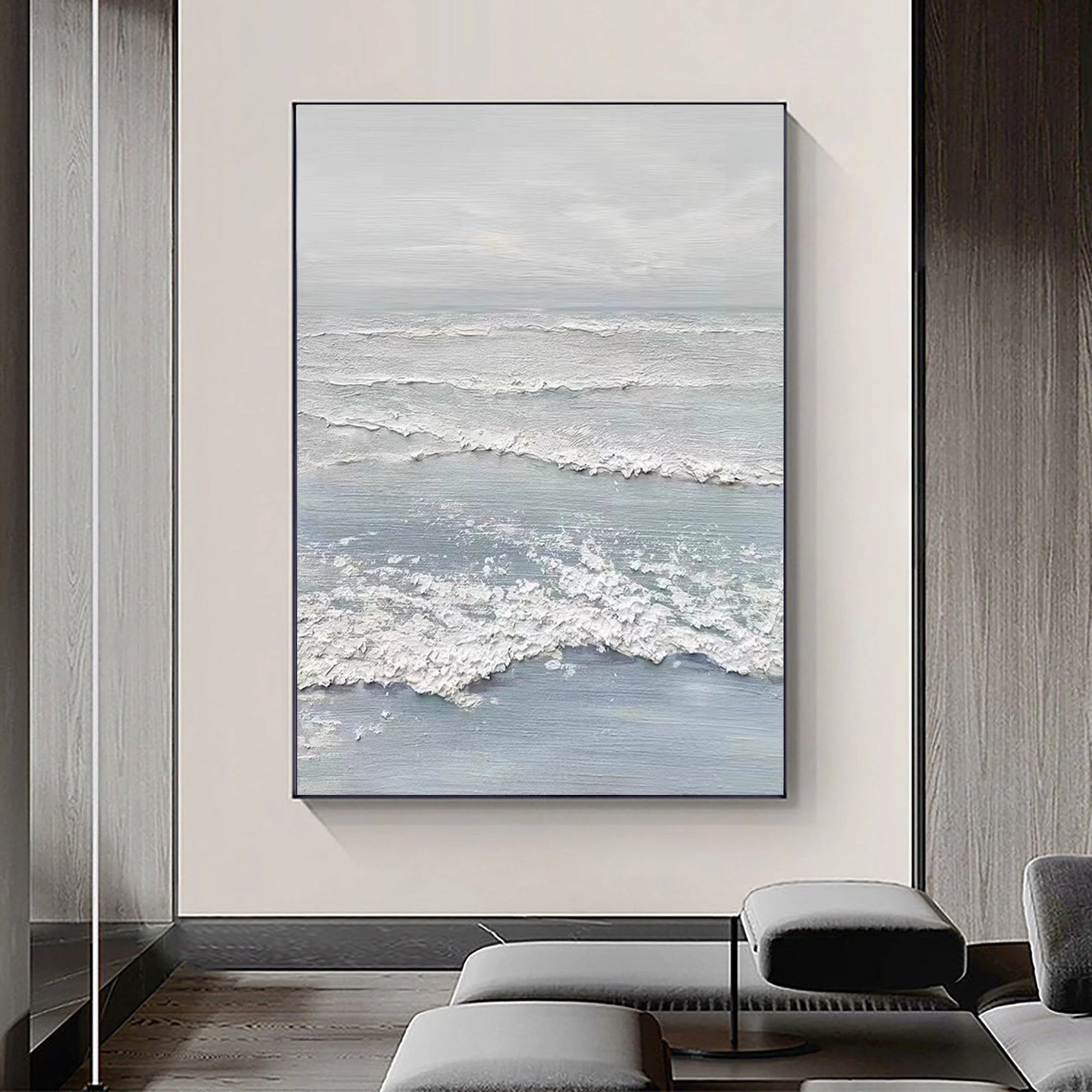 Multicolor Tranquil Tides Textured Ocean-Inspired Wall Art - Artwallpainting
