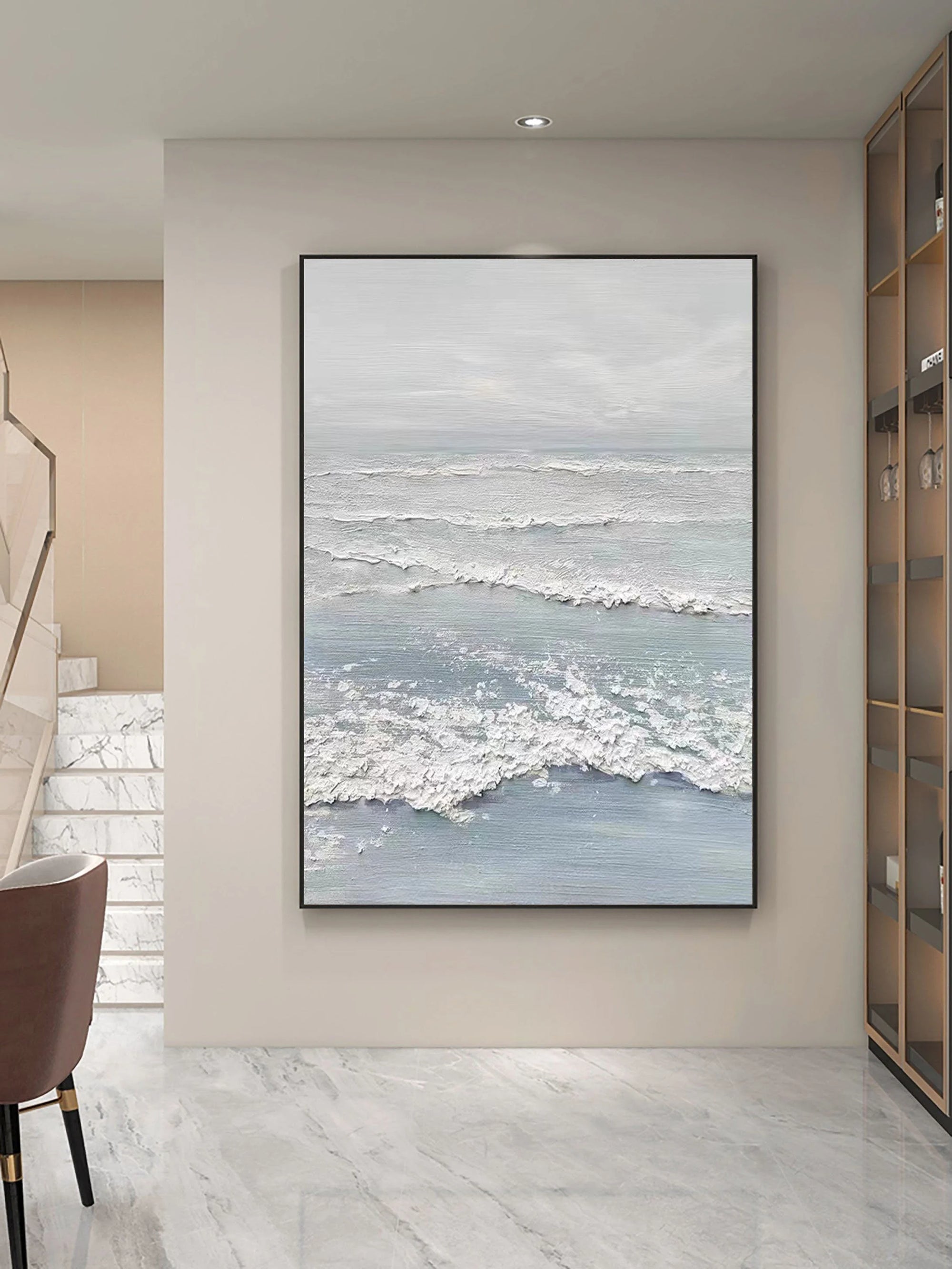 Multicolor Tranquil Tides Textured Ocean-Inspired Wall Art - Artwallpainting