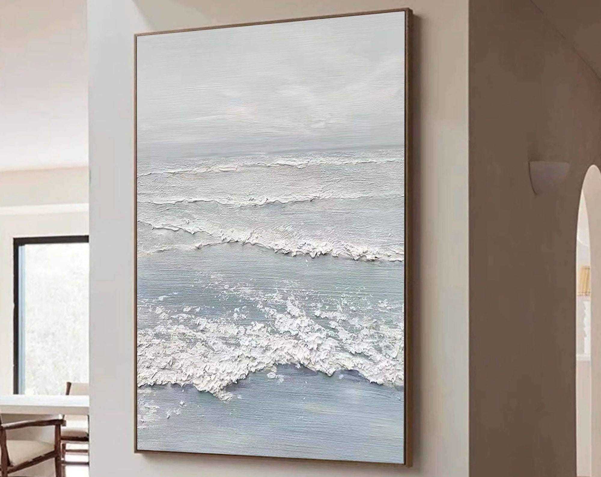 Multicolor Tranquil Tides Textured Ocean-Inspired Wall Art - Artwallpainting
