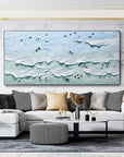 Multicolor Tranquil Waves Textured Seaside View - Artwallpainting