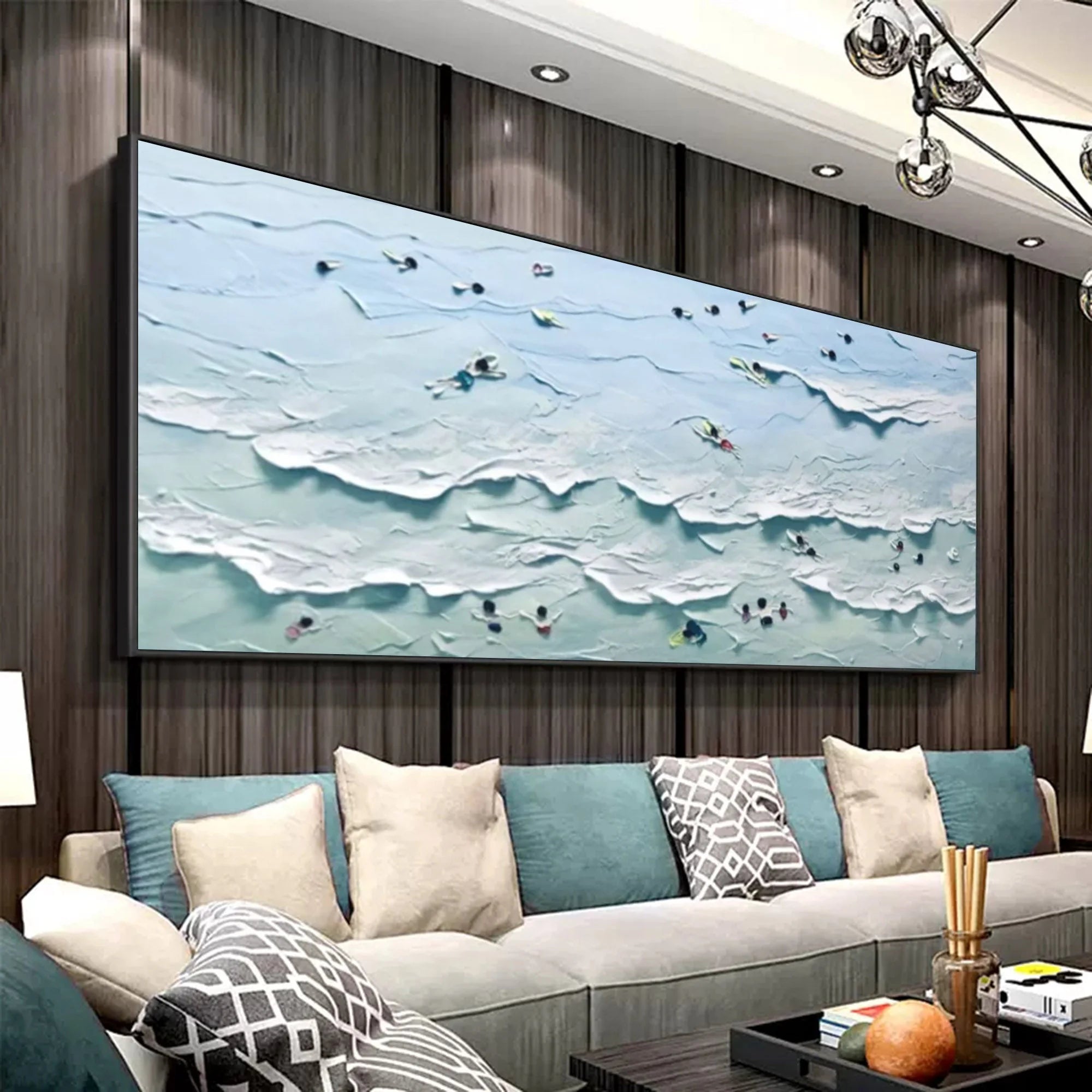 Multicolor Tranquil Waves Textured Seaside View - Artwallpainting