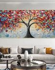 Multicolor Tree Of Colors - Hand-Painted Textured Abstract Oil Painting - Artwallpainting