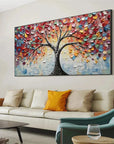 Multicolor Tree Of Colors - Hand-Painted Textured Abstract Oil Painting - Artwallpainting