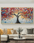 Multicolor Tree Of Colors - Hand-Painted Textured Abstract Oil Painting - Artwallpainting