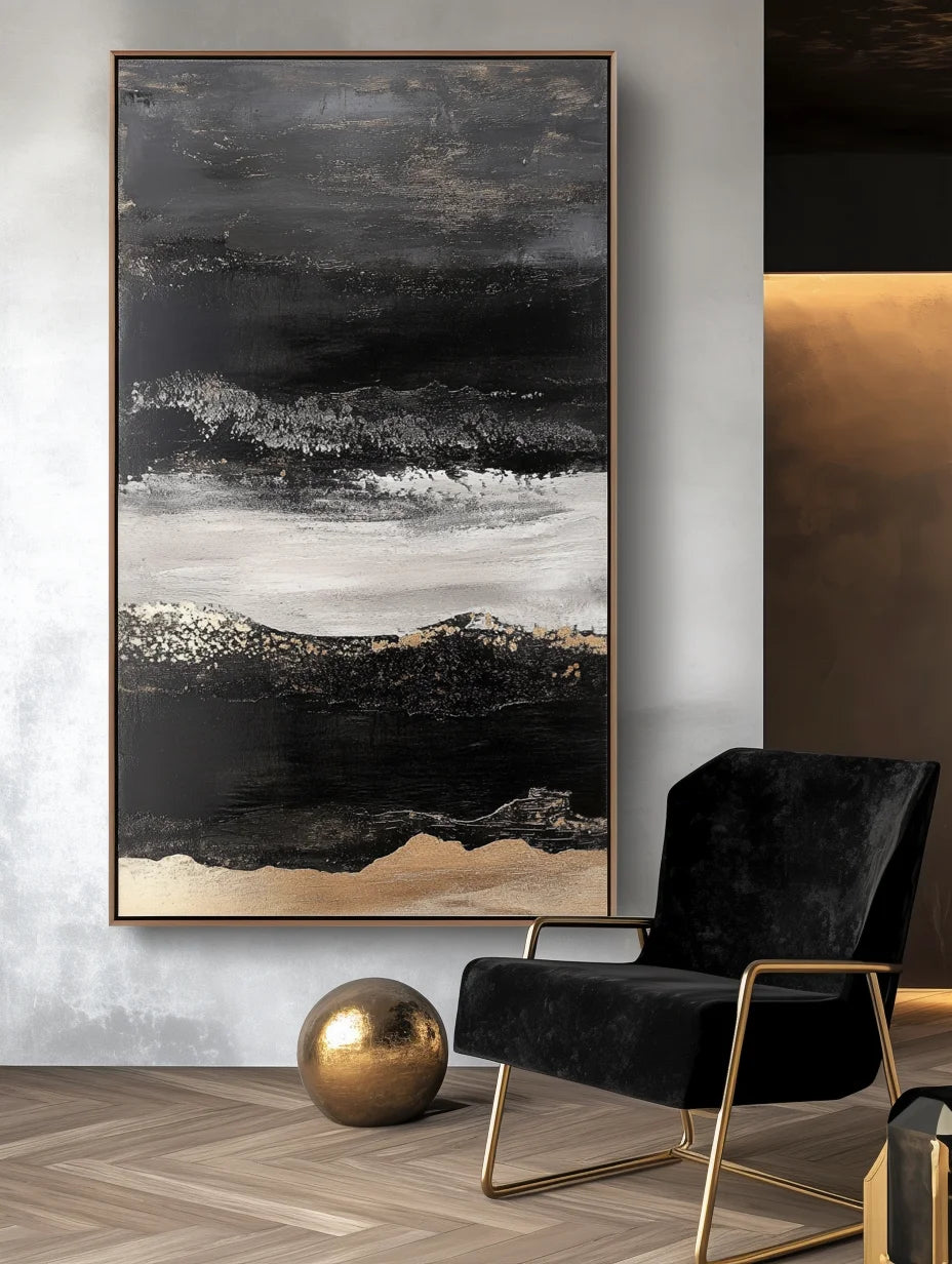 Multicolor Twilight Ridge - Vertical Abstract Oil Painting For Modern Interiors - Artwallpainting