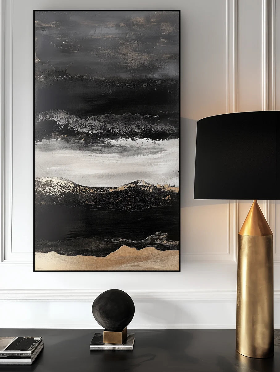 Multicolor Twilight Ridge - Vertical Abstract Oil Painting For Modern Interiors - Artwallpainting