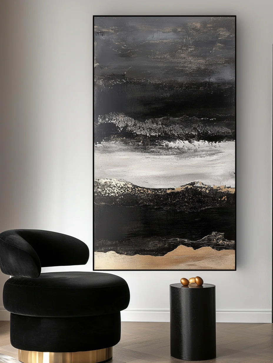 Multicolor Twilight Ridge - Vertical Abstract Oil Painting For Modern Interiors - Artwallpainting