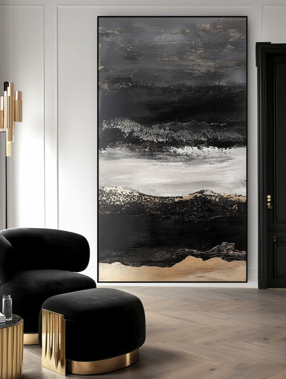 Multicolor Twilight Ridge - Vertical Abstract Oil Painting For Modern Interiors - Artwallpainting