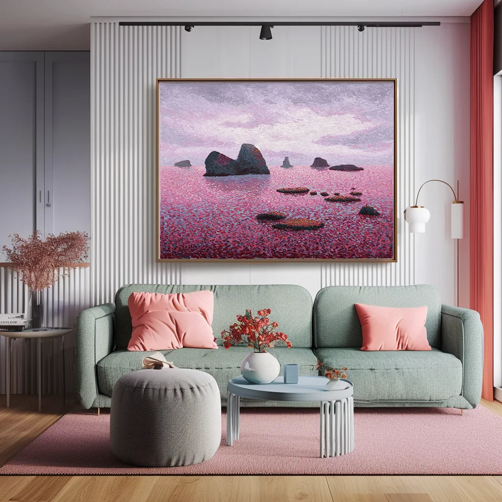 Multicolor Twilight Serenity Abstract Seascape Textured Canvas Art - Artwallpainting