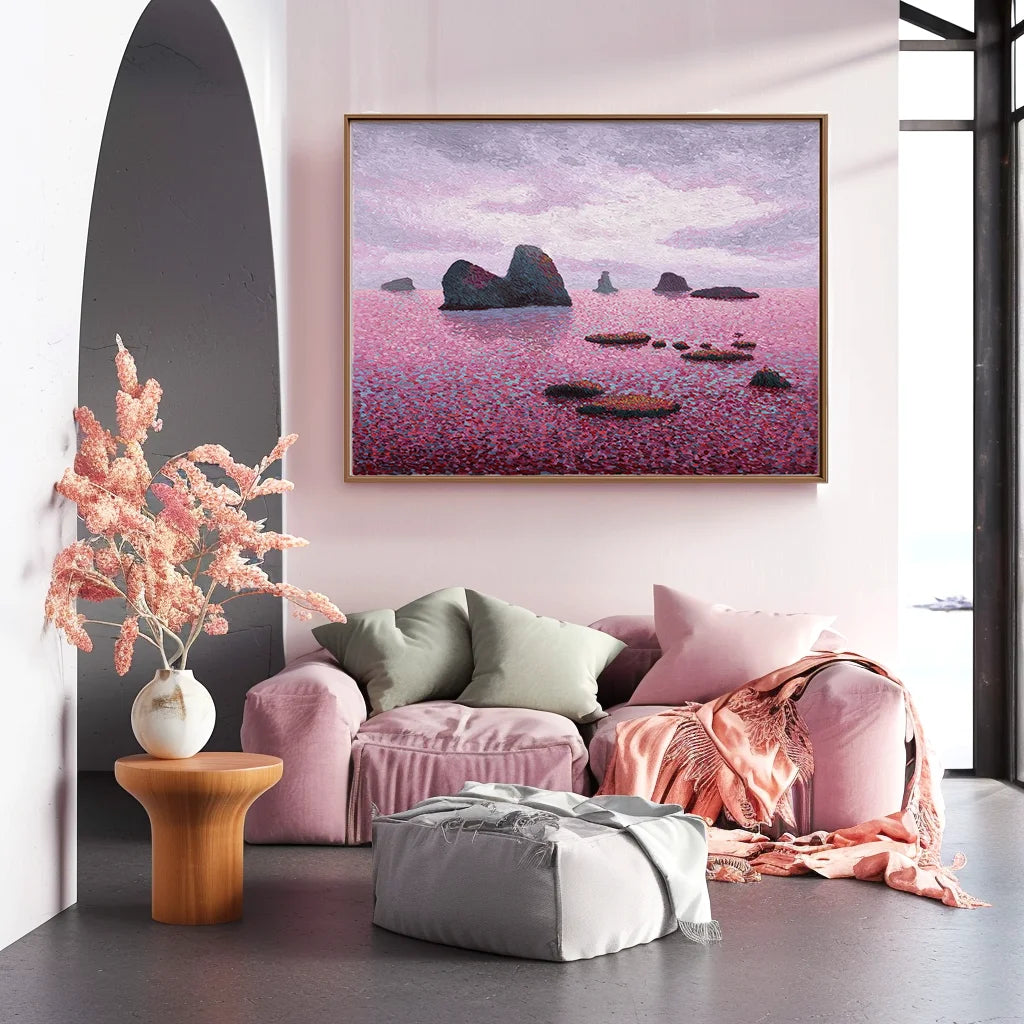 Multicolor Twilight Serenity Abstract Seascape Textured Canvas Art - Artwallpainting