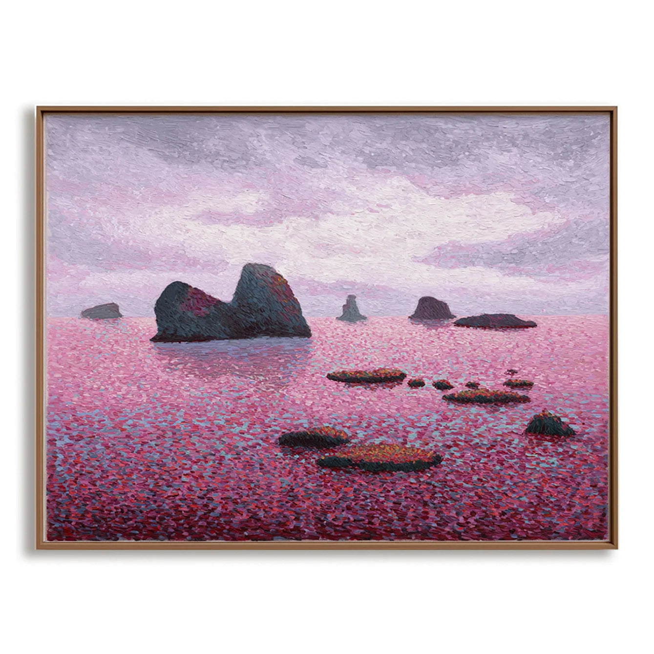 Multicolor Twilight Serenity Abstract Seascape Textured Canvas Art - Artwallpainting