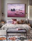 Multicolor Twilight Serenity Abstract Seascape Textured Canvas Art - Artwallpainting