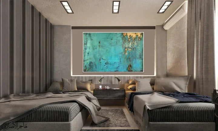 Multicolor Twilight Sky-Modern Minimalist Wall Art Featuring A Blue And Gold Texture - Artwallpainting