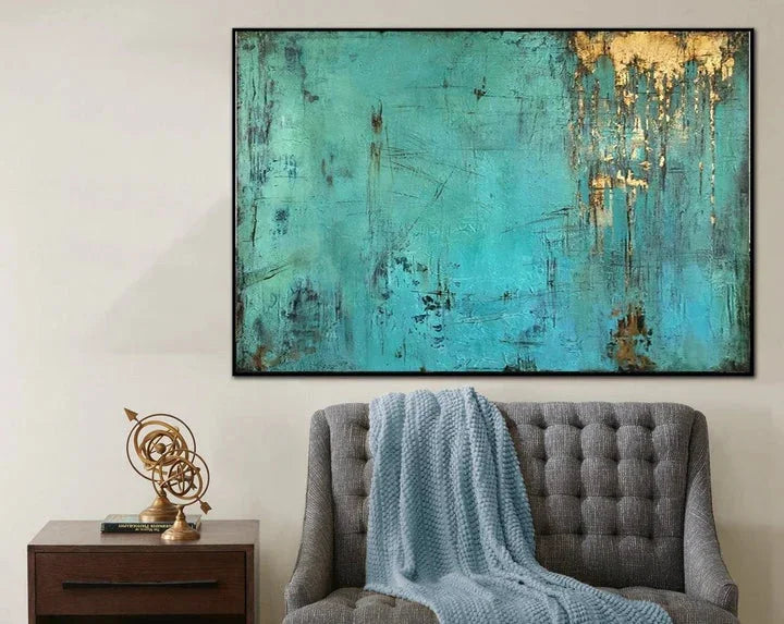 Multicolor Twilight Sky-Modern Minimalist Wall Art Featuring A Blue And Gold Texture - Artwallpainting