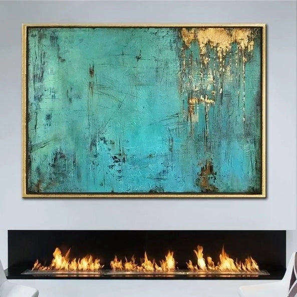 Multicolor Twilight Sky-Modern Minimalist Wall Art Featuring A Blue And Gold Texture - Artwallpainting