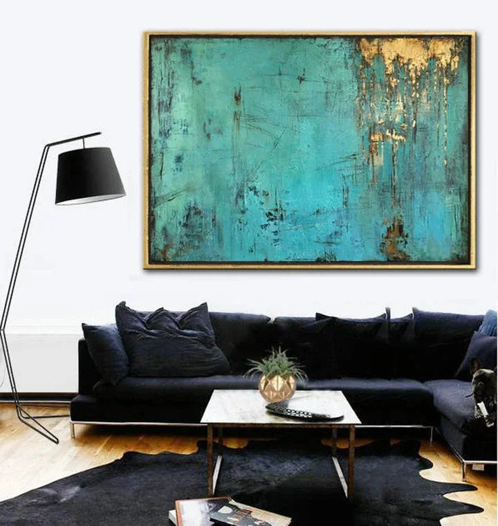 Multicolor Twilight Sky-Modern Minimalist Wall Art Featuring A Blue And Gold Texture - Artwallpainting