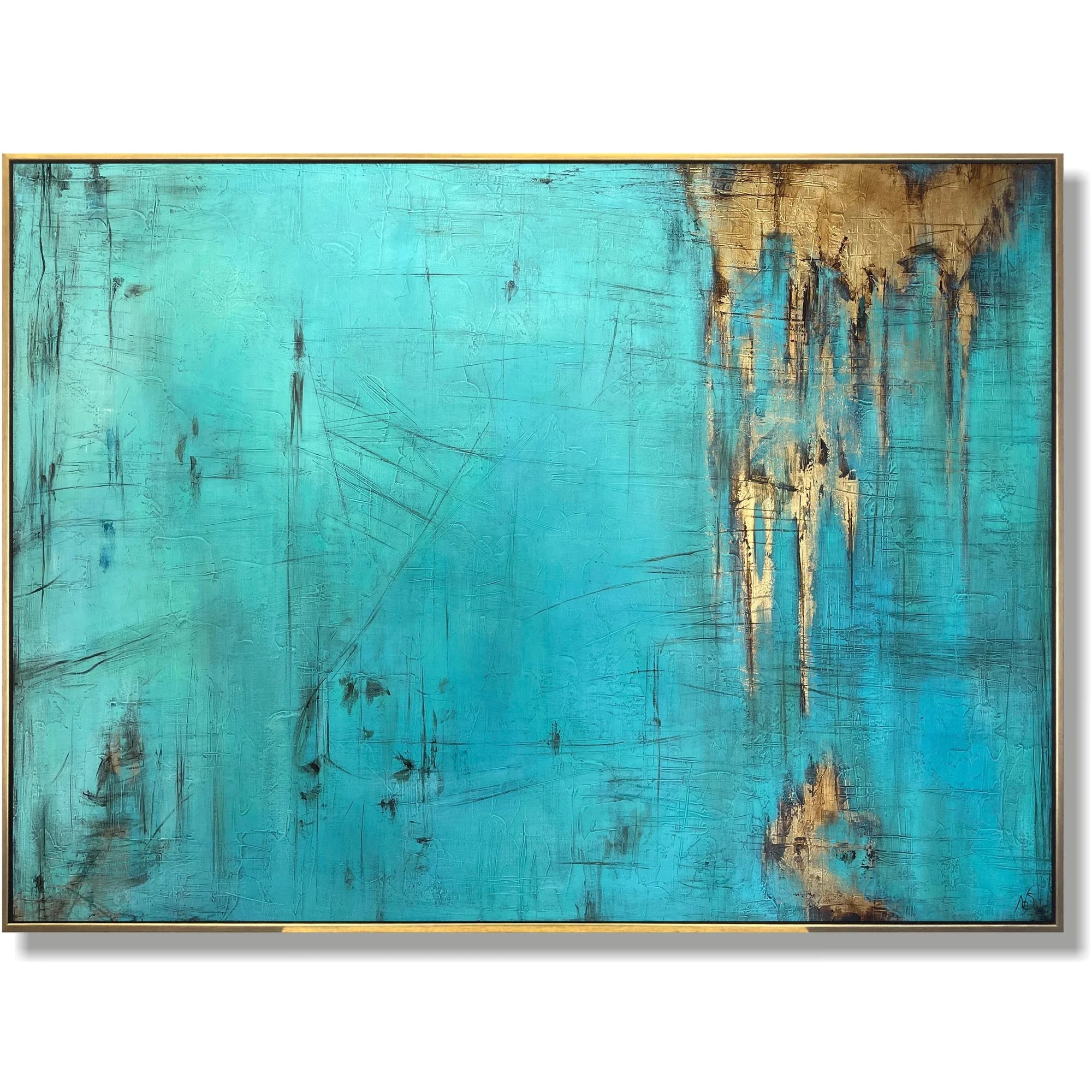 Multicolor Twilight Sky-Modern Minimalist Wall Art Featuring A Blue And Gold Texture - Artwallpainting