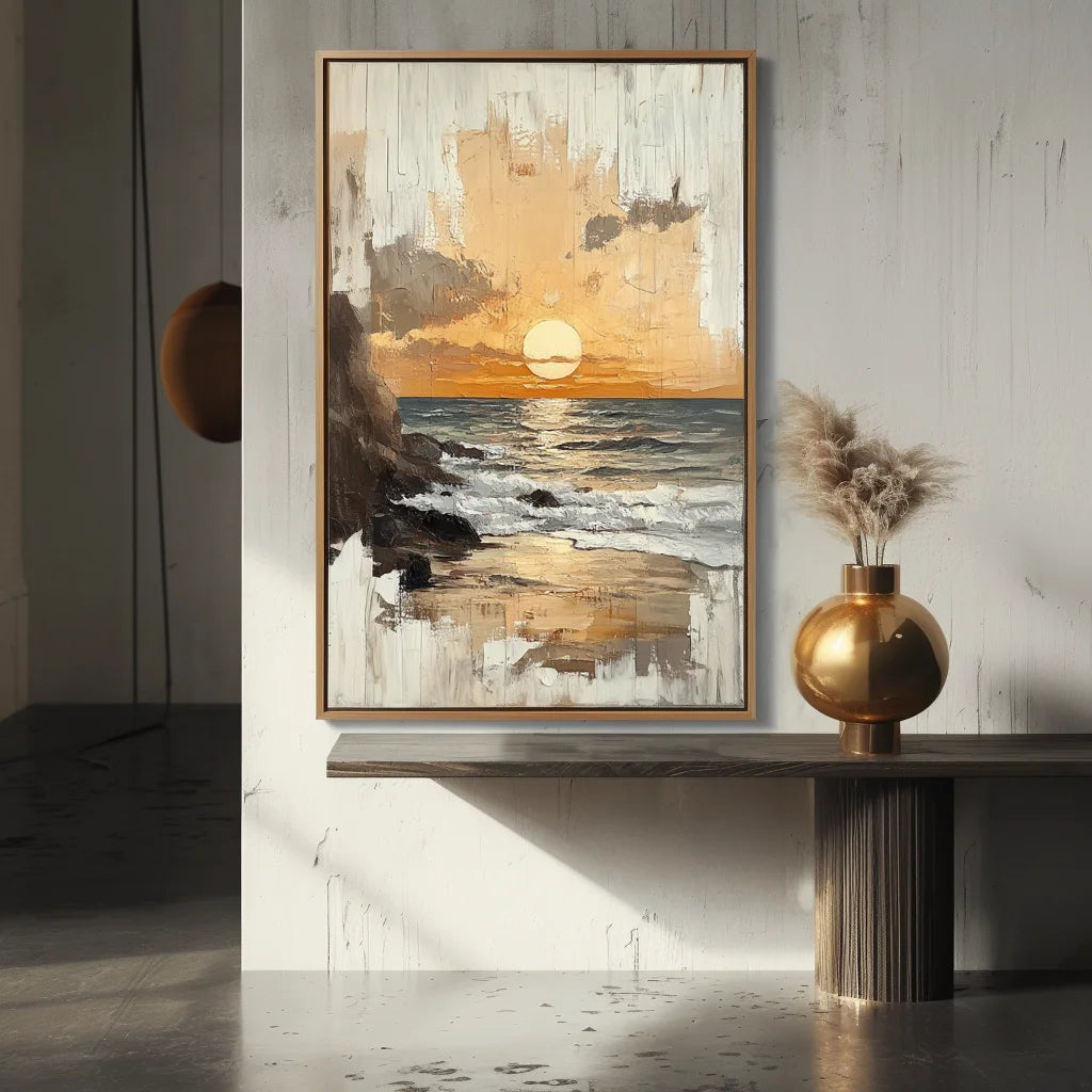 Multicolor Twilight Tide - Textured Sunset Coastal Wall Art - Artwallpainting
