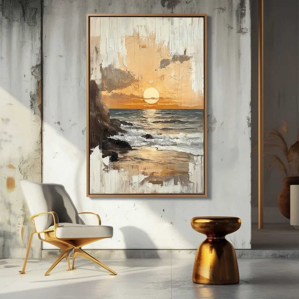 Multicolor Twilight Tide - Textured Sunset Coastal Wall Art - Artwallpainting