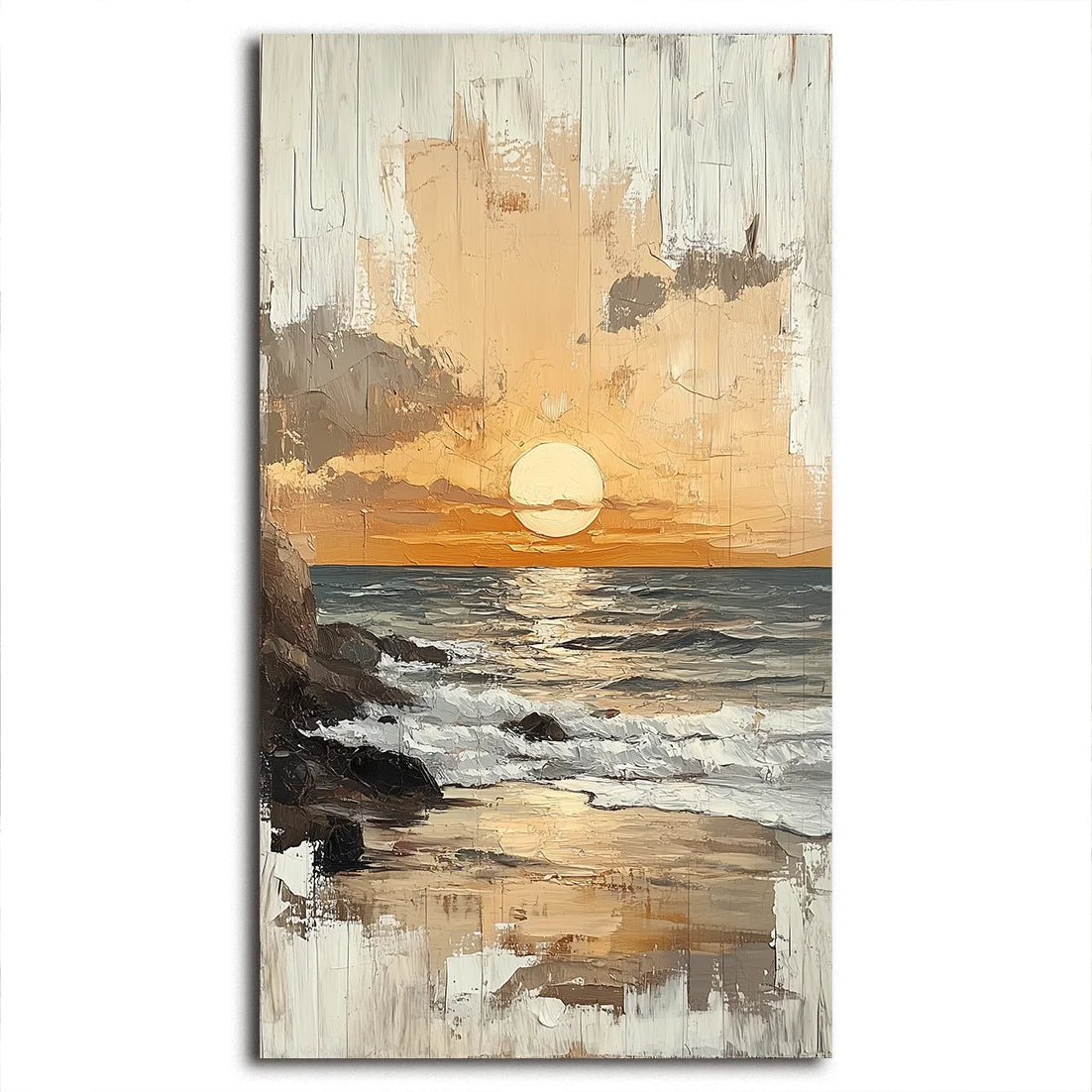 Multicolor Twilight Tide - Textured Sunset Coastal Wall Art - Artwallpainting