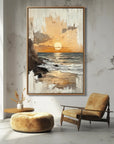 Multicolor Twilight Tide - Textured Sunset Coastal Wall Art - Artwallpainting