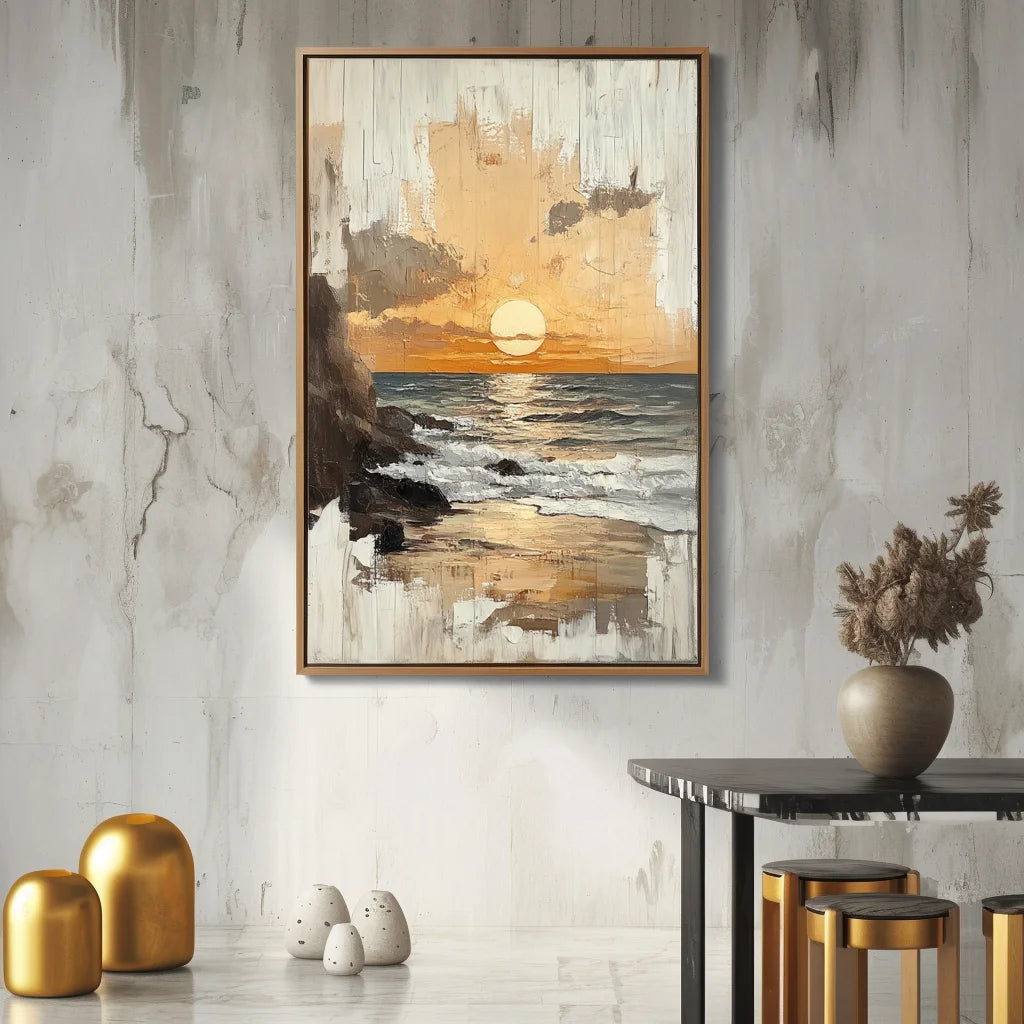 Multicolor Twilight Tide - Textured Sunset Coastal Wall Art - Artwallpainting