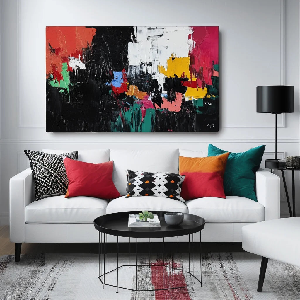 Multicolor Urban Abstract Symphony-Abstract Color Block Turbulent Wall Art - Artwallpainting