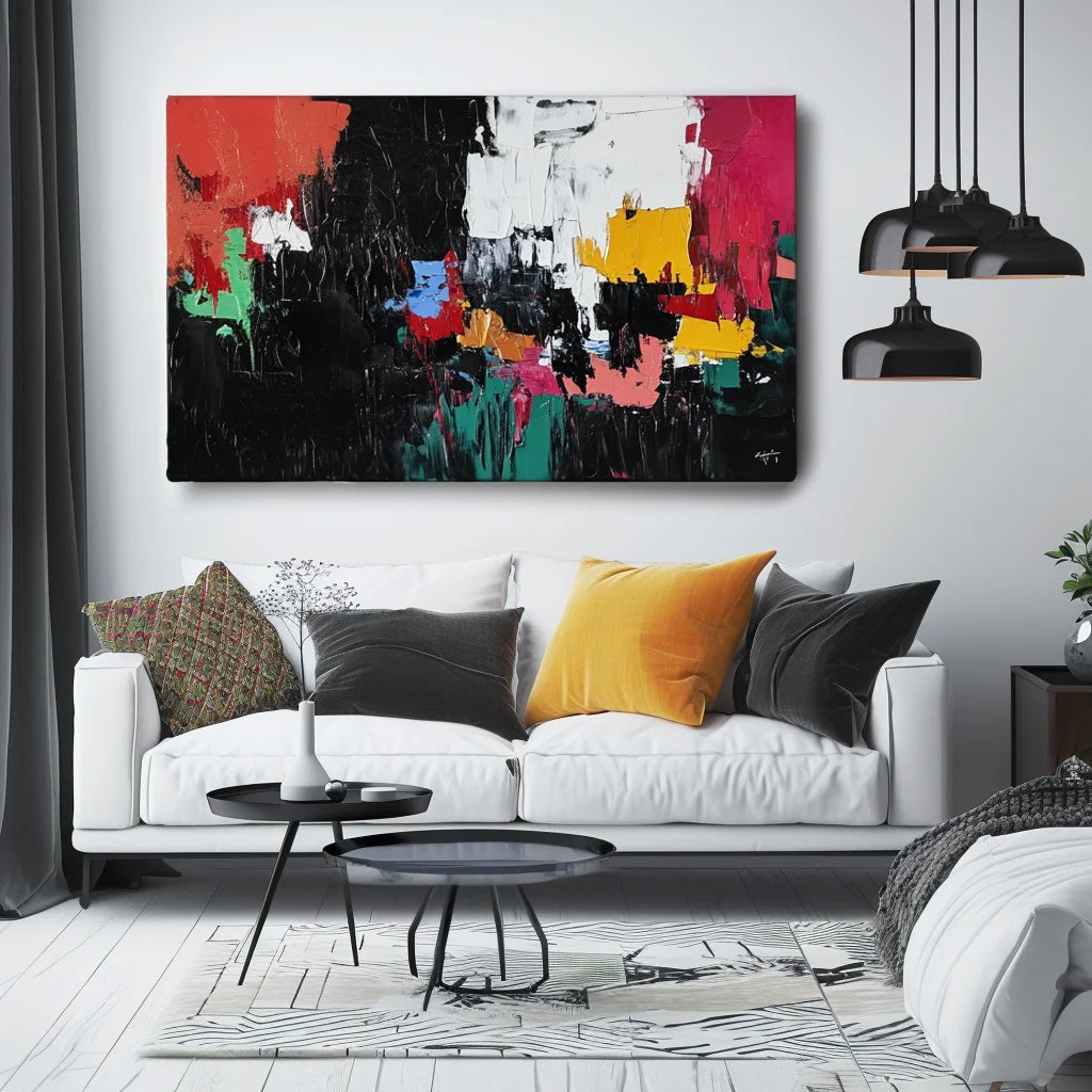 Multicolor Urban Abstract Symphony-Abstract Color Block Turbulent Wall Art - Artwallpainting