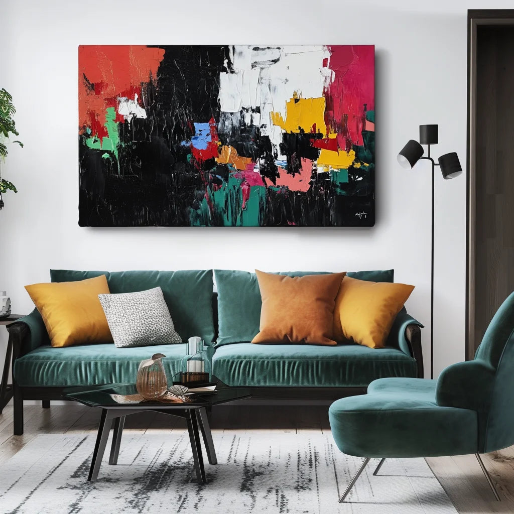 Multicolor Urban Abstract Symphony-Abstract Color Block Turbulent Wall Art - Artwallpainting